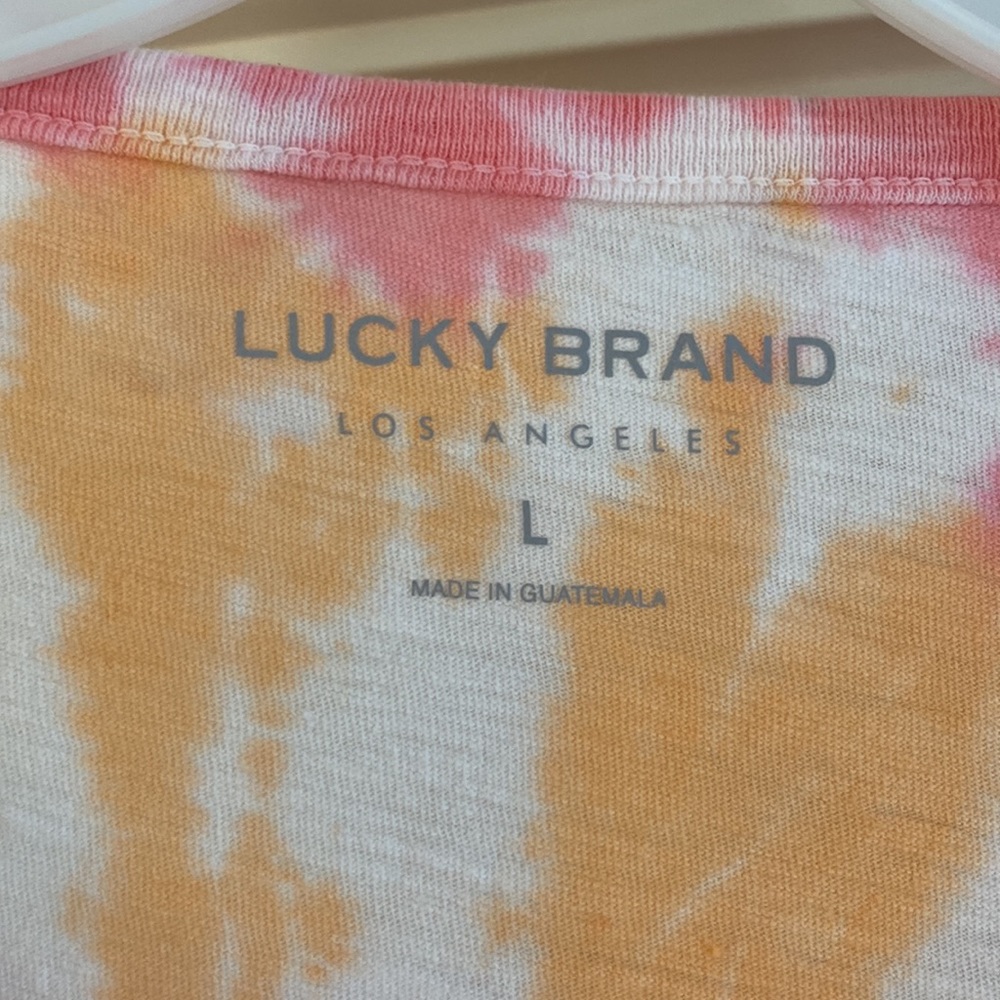 NWOT Lucky Brand Tee Size Large. Naturally Lucky - with Floral and Tie-Dye - Picture 3 of 5